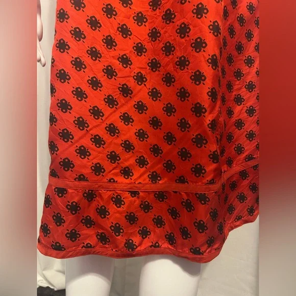 Rare Vintage Marc Jacobs Sz 6 100% Silk Red FloralPuff Sleeve Midi Dress Retro - Picture 6 of 9